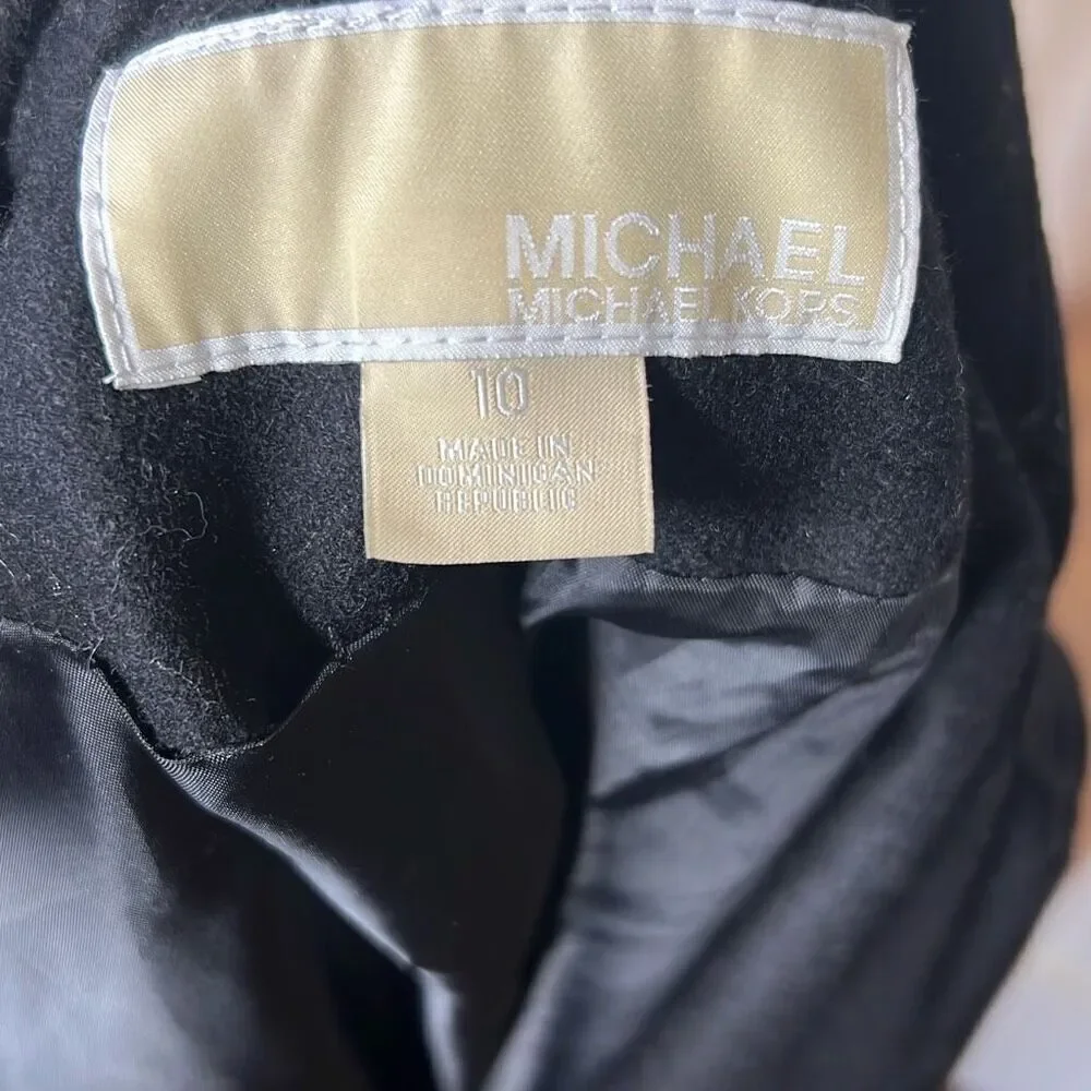 Michael Kors Belted Walker Wool Coat Black Size 10